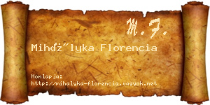 Mihályka Florencia névjegykártya